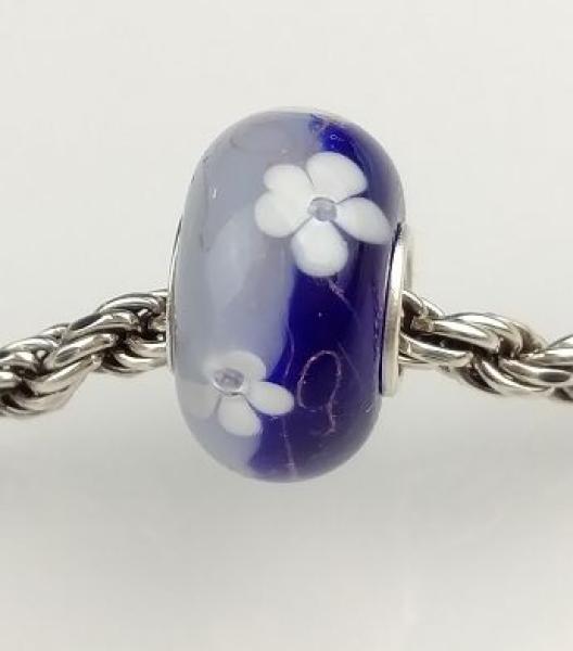 Weiße Blume (blau) - Glas